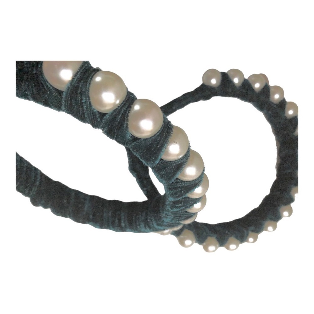 2 pack Green velvet oversized pearl adorned embellished headband new - Picture 11 of 11